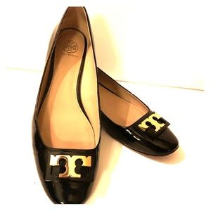 Tory Burch Black Patent Leather Gigi Flat 10.5
